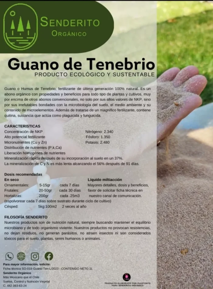 Guano de tenebrio humus senderito orgánico